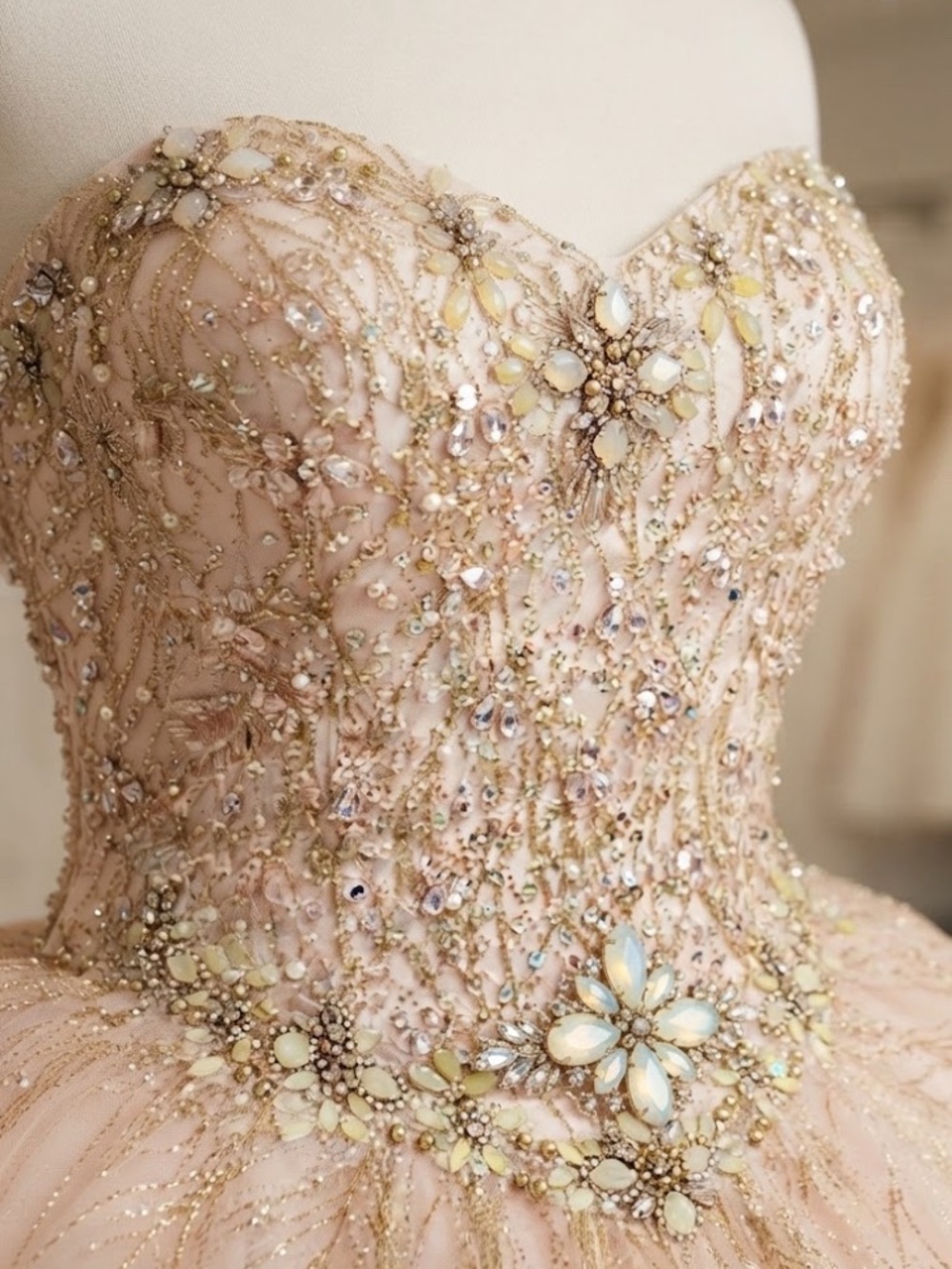 Quinceañera Size 8 Morilee Vizcaya Blush Gold Quinceañera Ball Gown Dress NWT